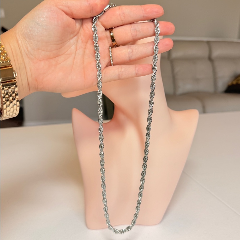 Classic Silver Rope Chain Necklace - Picture 11 of 12
